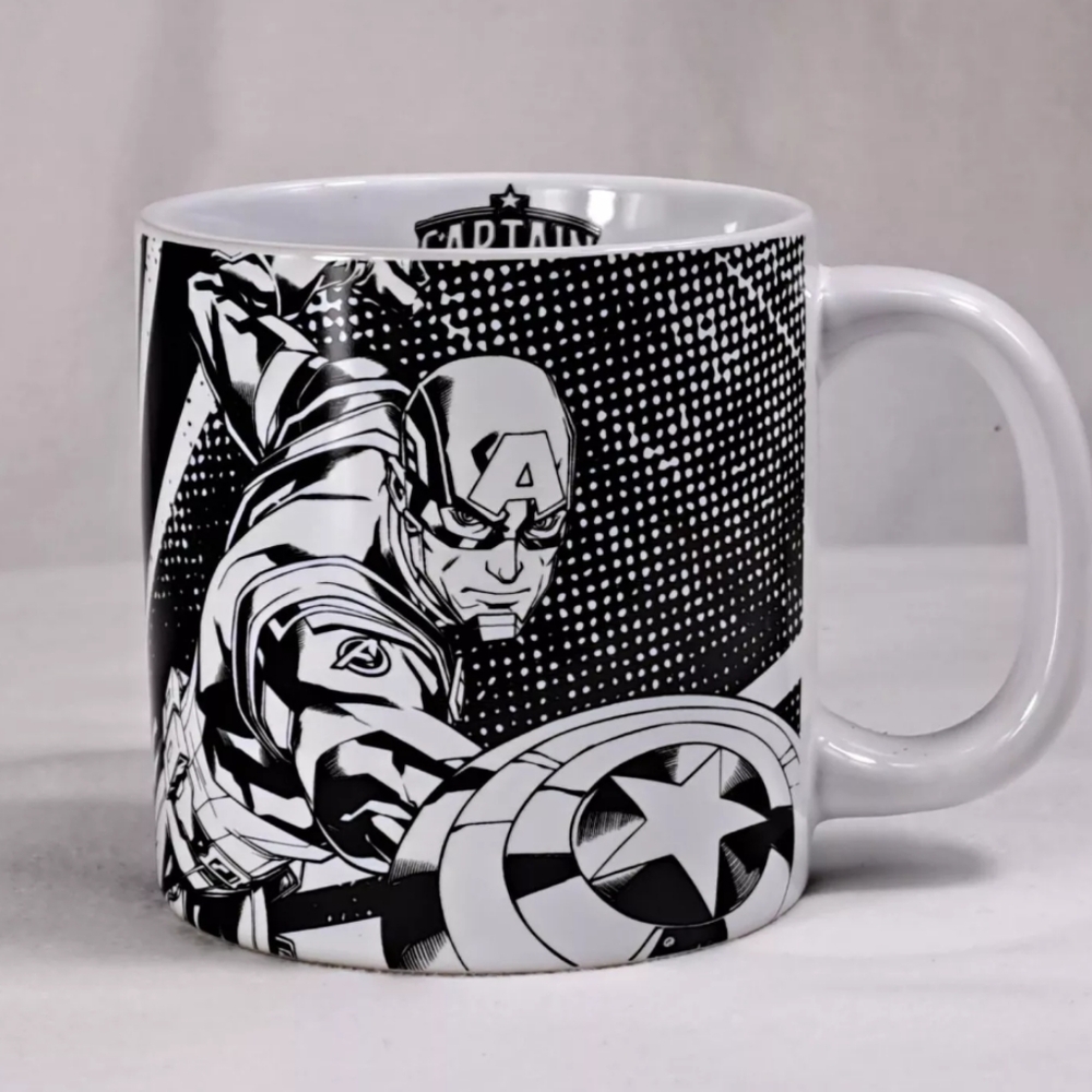 Marvel Avengers Captain America Black/Whi Coffee ceramic Cup Mug 20 oz. BioWorld